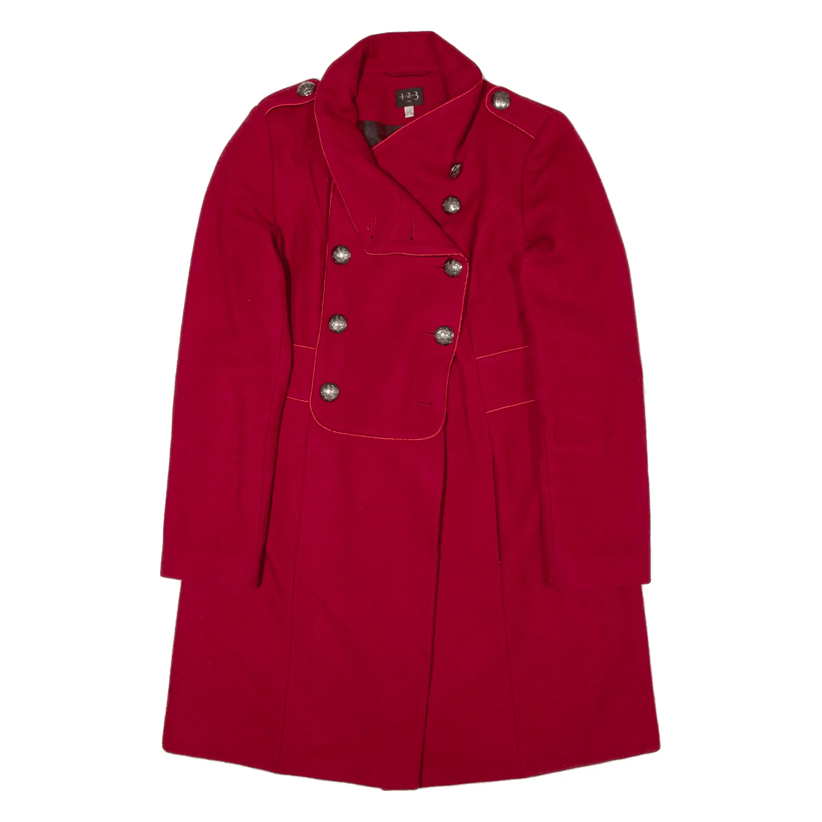 123 PARIS Overcoat Coat Red Wool Womens M