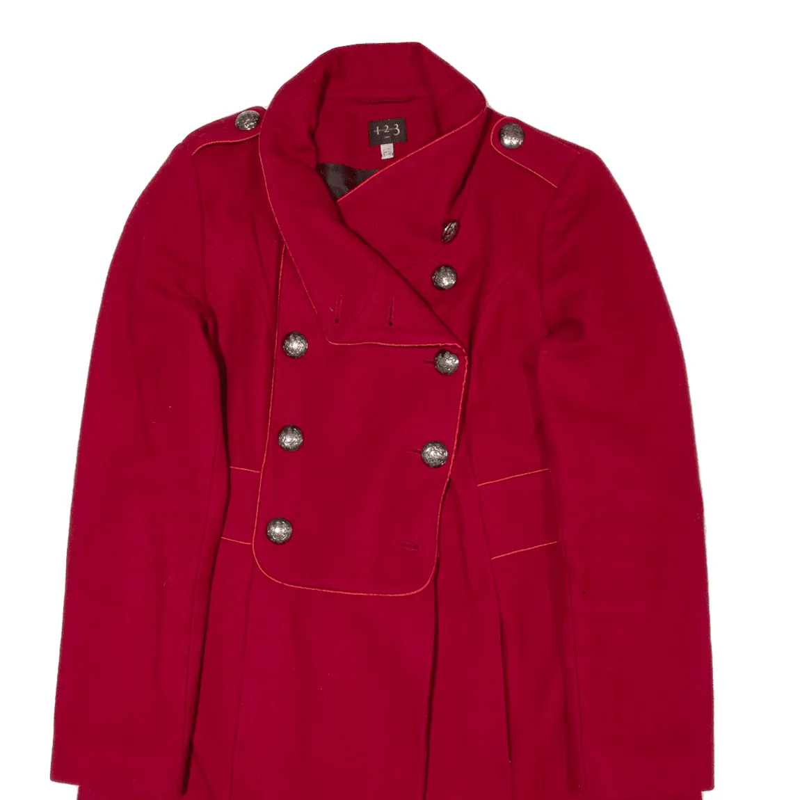 123 PARIS Overcoat Coat Red Wool Womens M