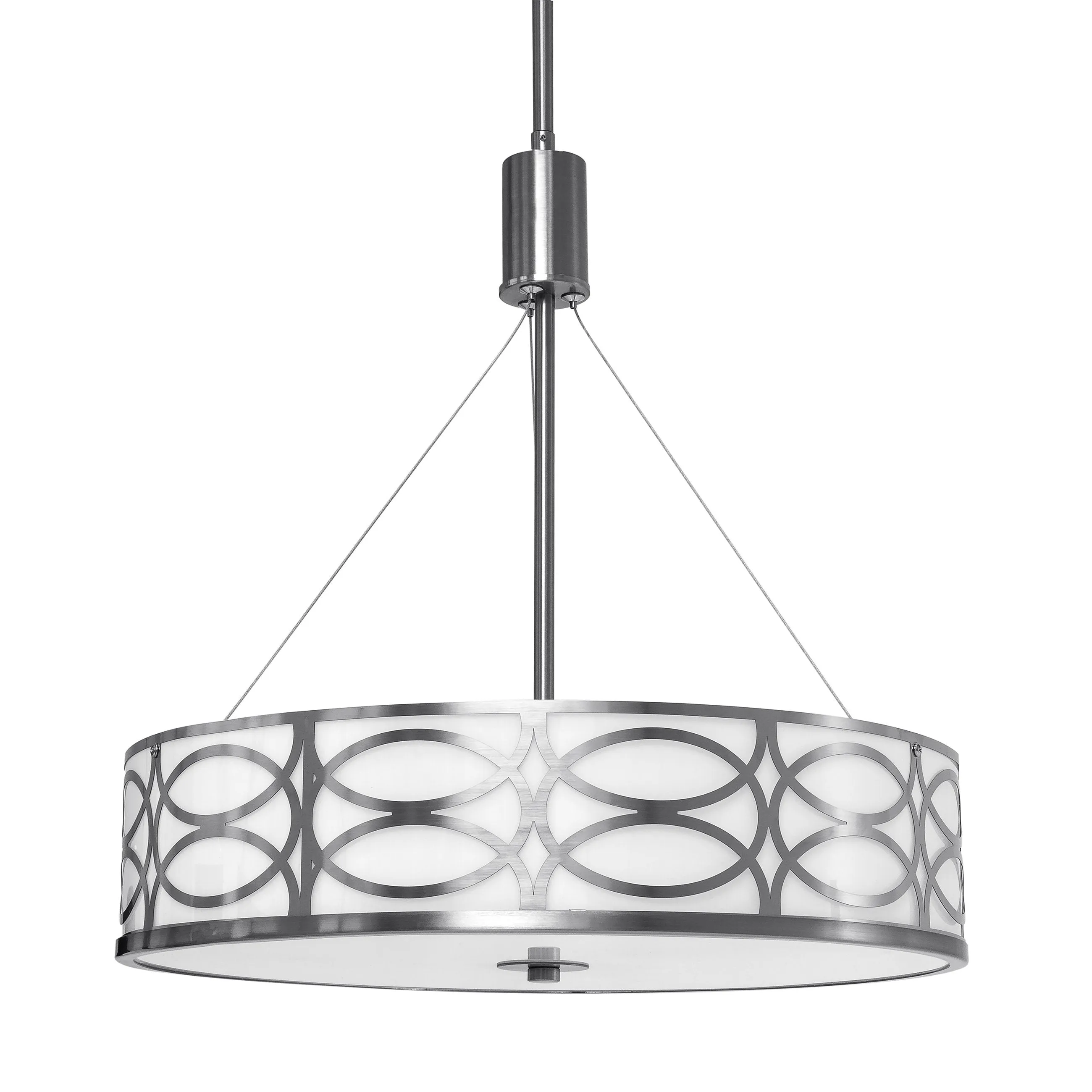3-Light Metal and Glass Diffuser Drum Chandelier