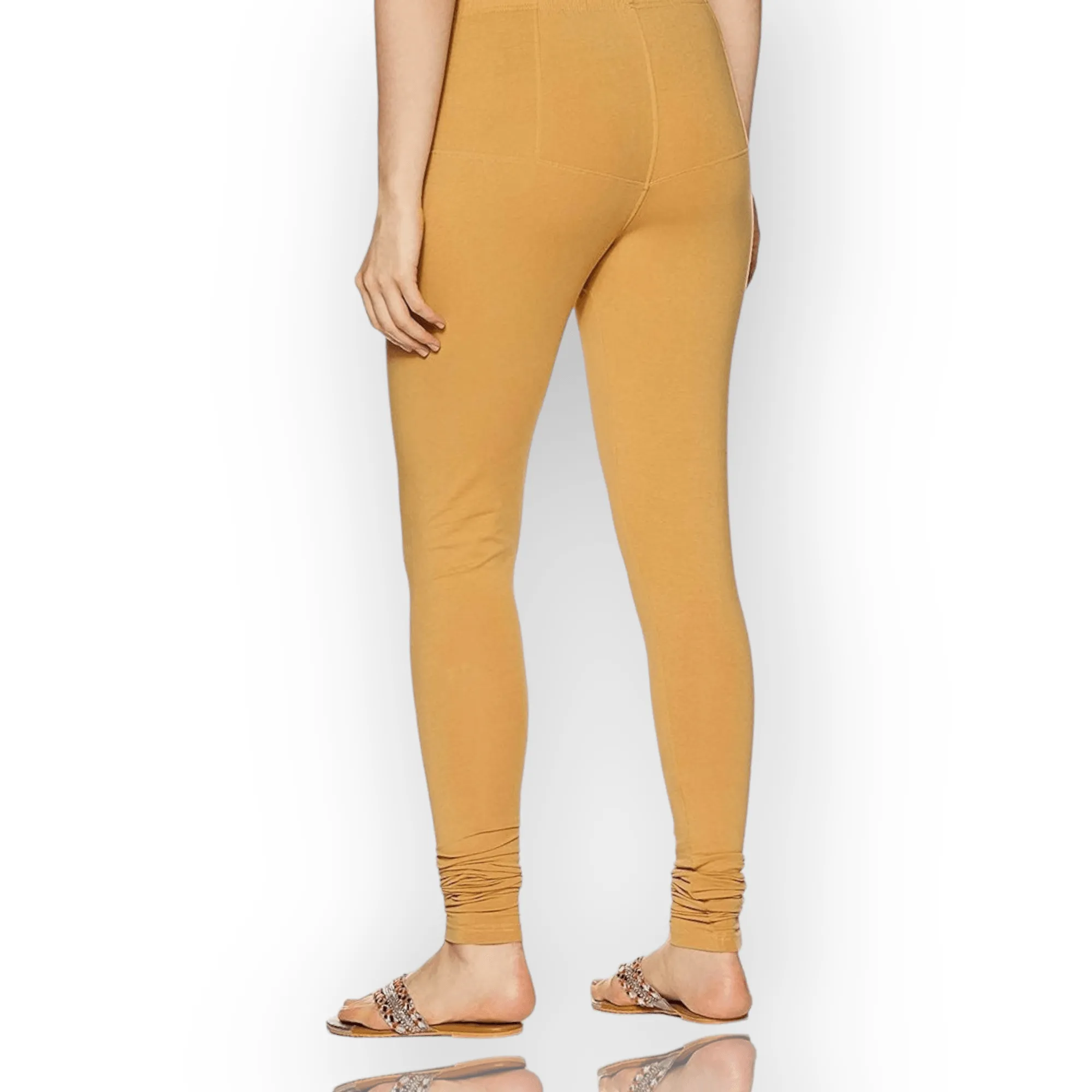 Beige Cotton and Lycra Blend Chudidar Leggings