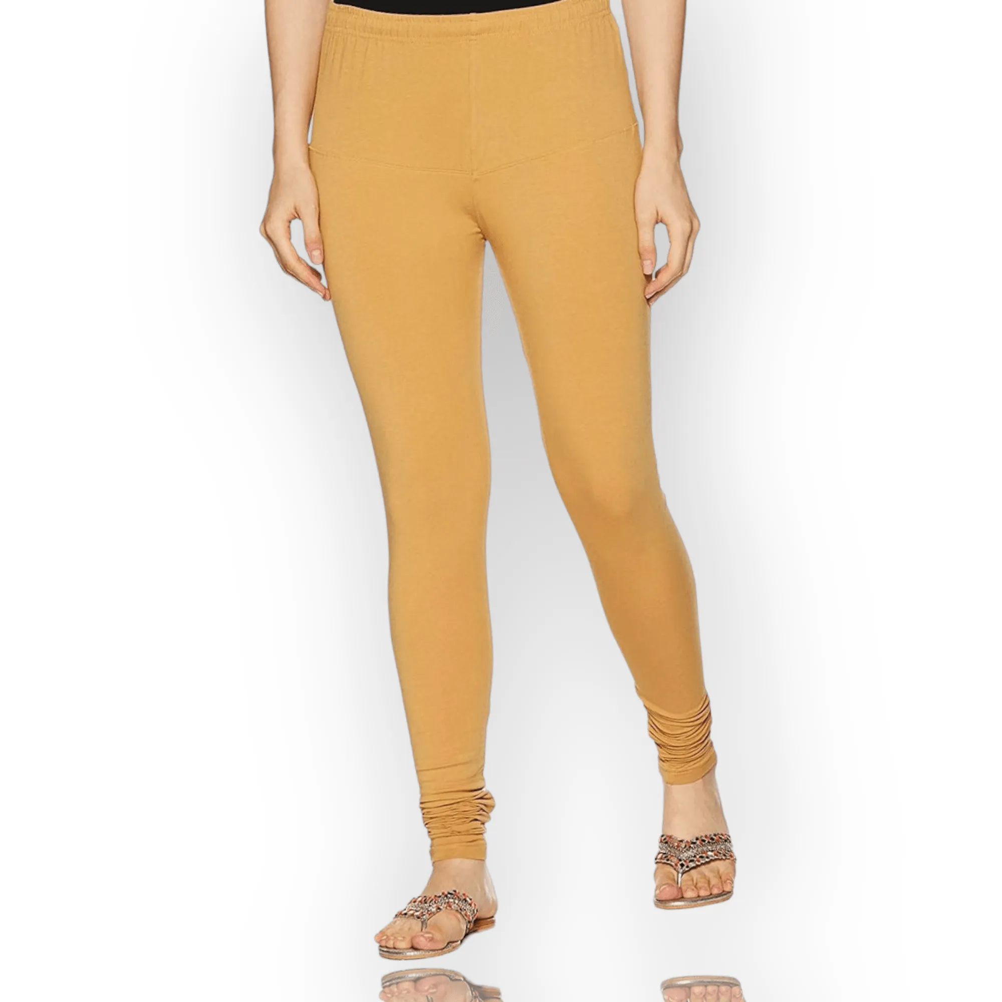 Beige Cotton and Lycra Blend Chudidar Leggings