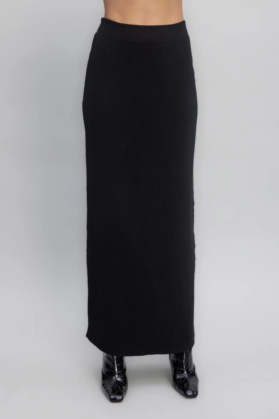 Black Knit Maxi Pencil Skirt