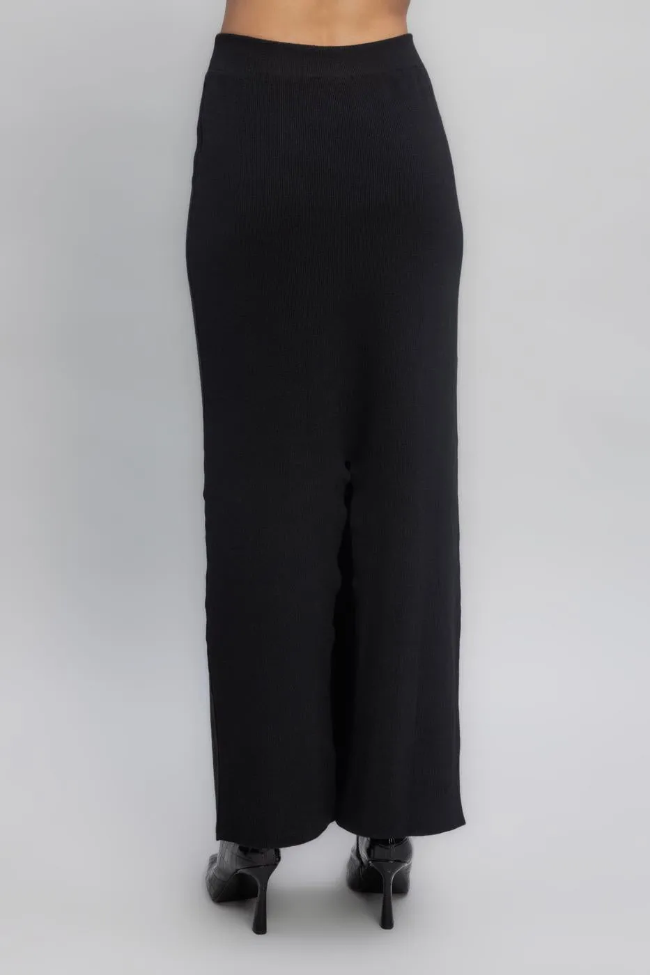 Black Knit Maxi Pencil Skirt