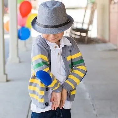 Boys Spencer Gray & Yellow Stripe Cardigan