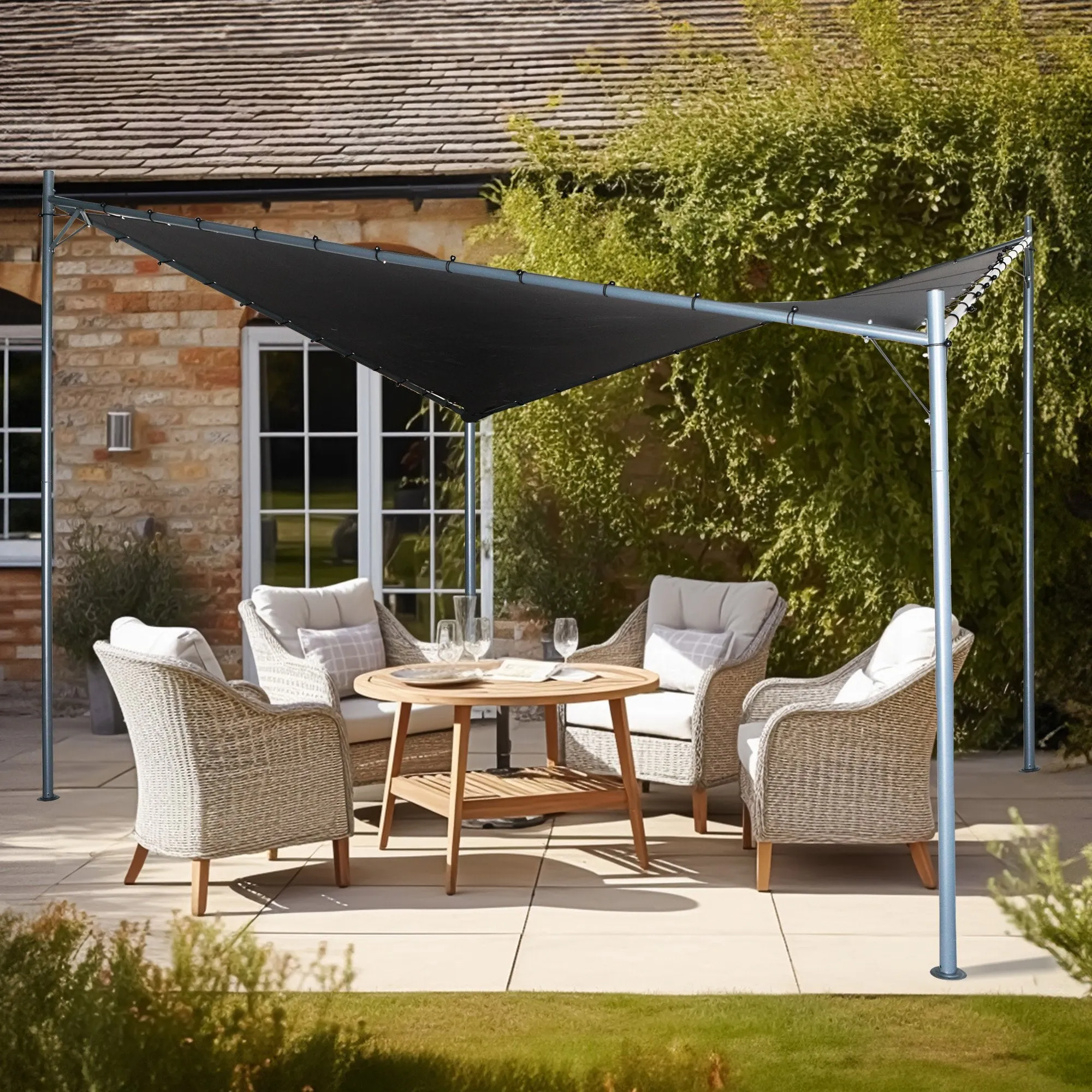Butterfly Design 3x3m Steel Gazebo, UPF 50 , Charcoal