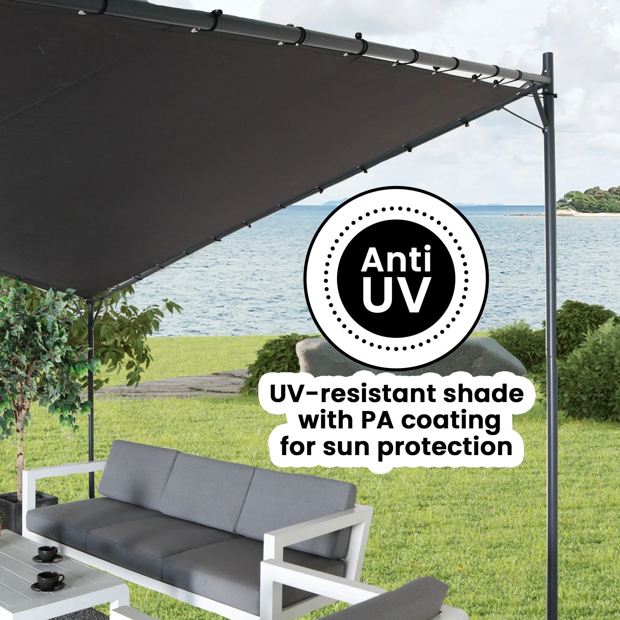 Butterfly Design 3x3m Steel Gazebo, UPF 50 , Charcoal
