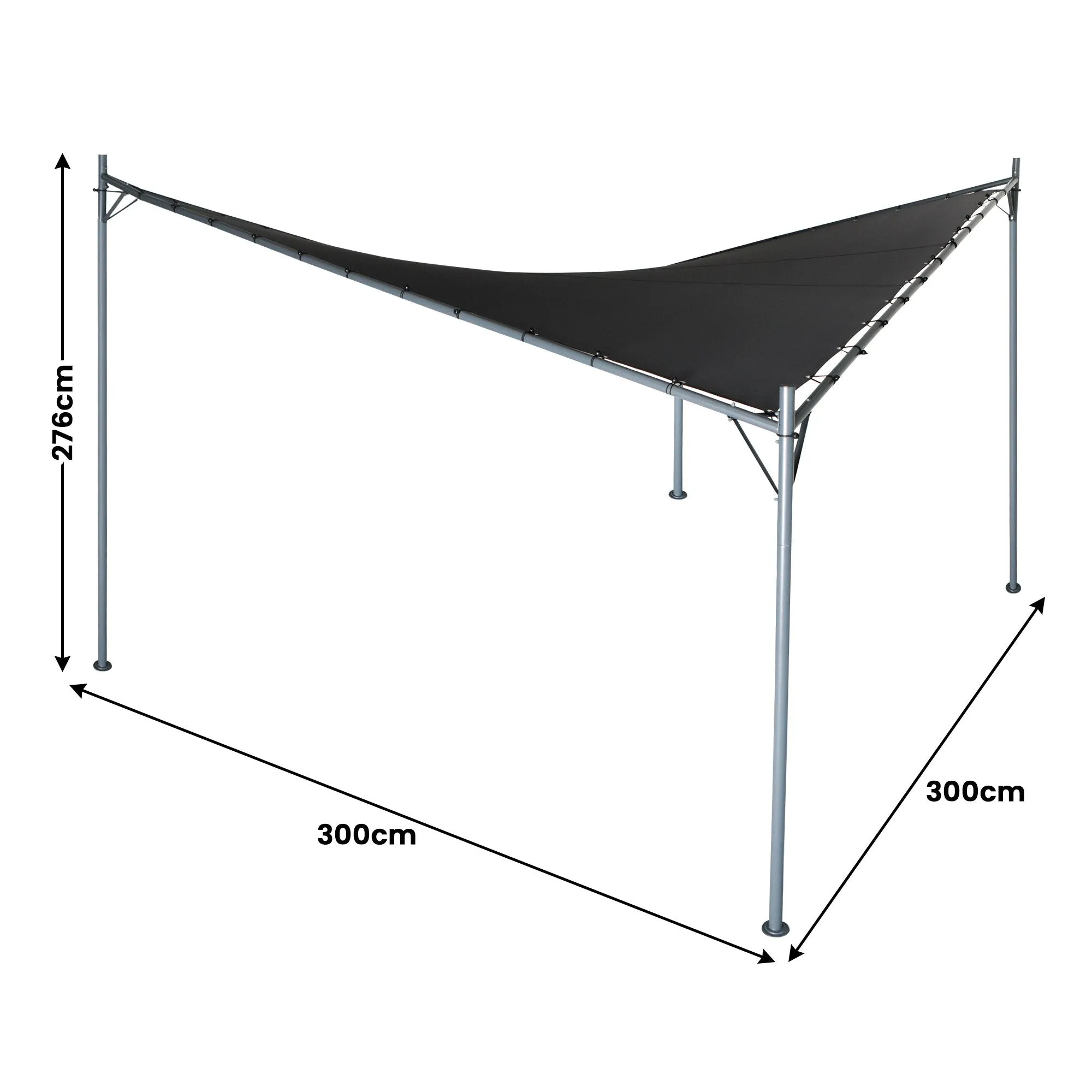 Butterfly Design 3x3m Steel Gazebo, UPF 50 , Charcoal
