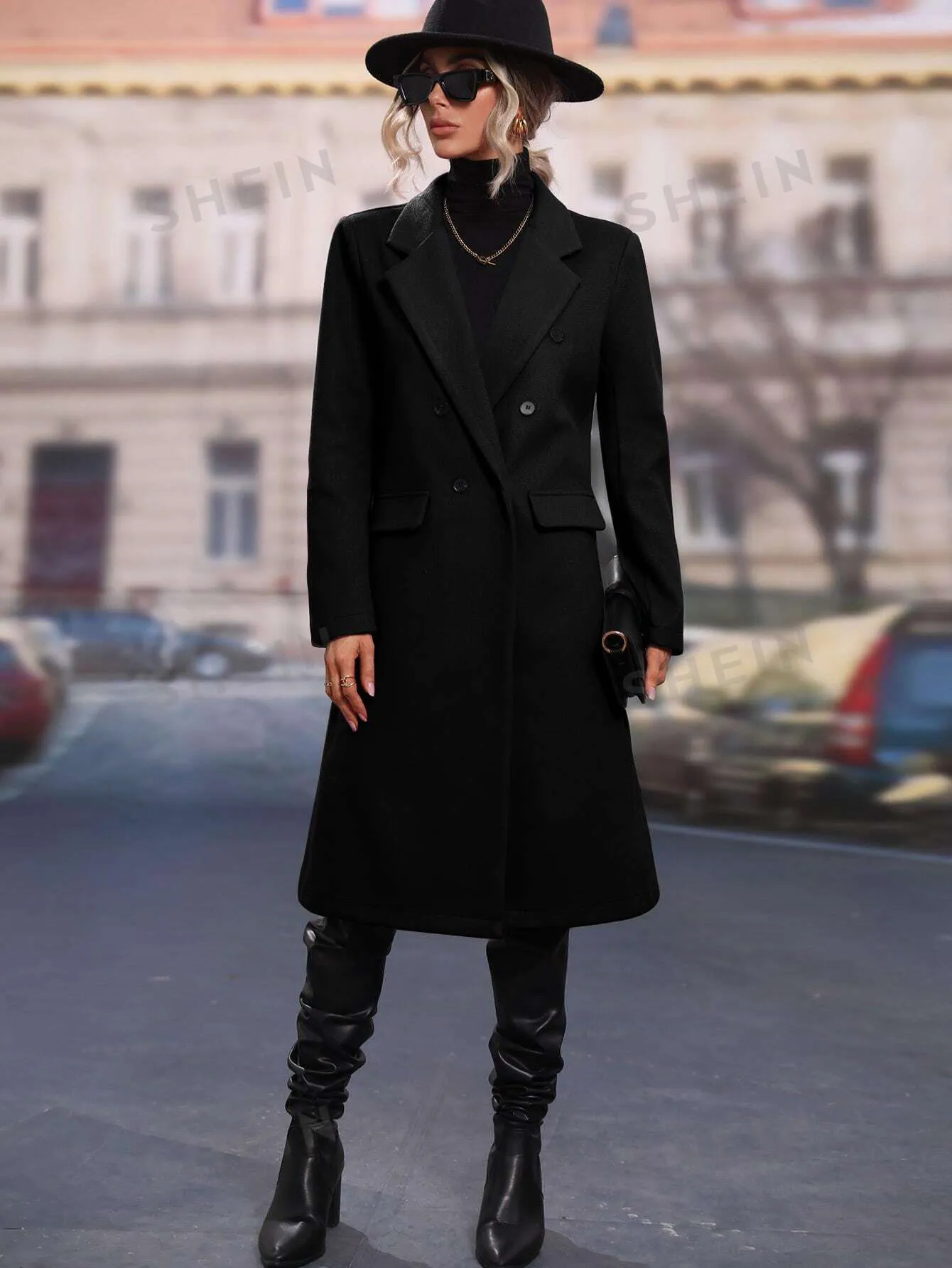 Clasi Lapel Neck Double Breasted Overcoat