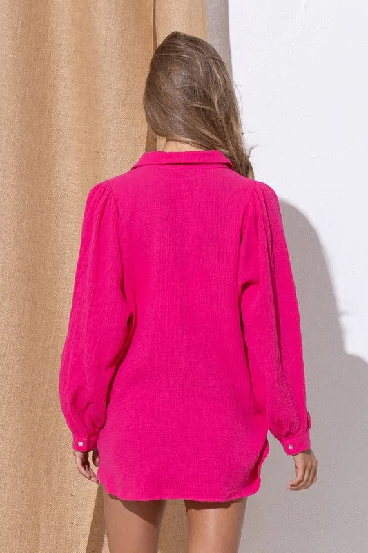 EASY CHOICE GAUZE BUTTON DOWN TOP