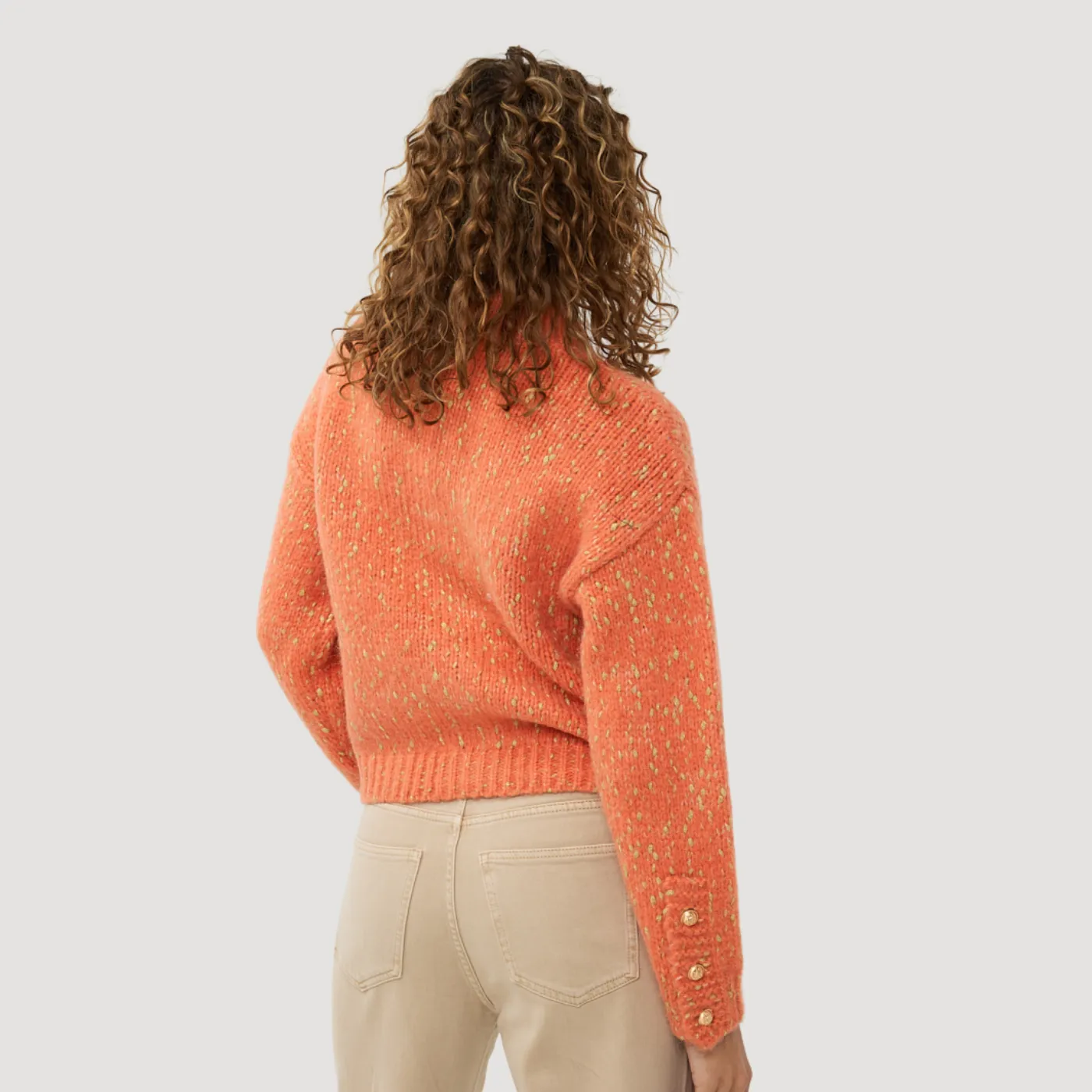 Esqualo Sparkle Cardigan With Gold Lurex Buttons | Orange
