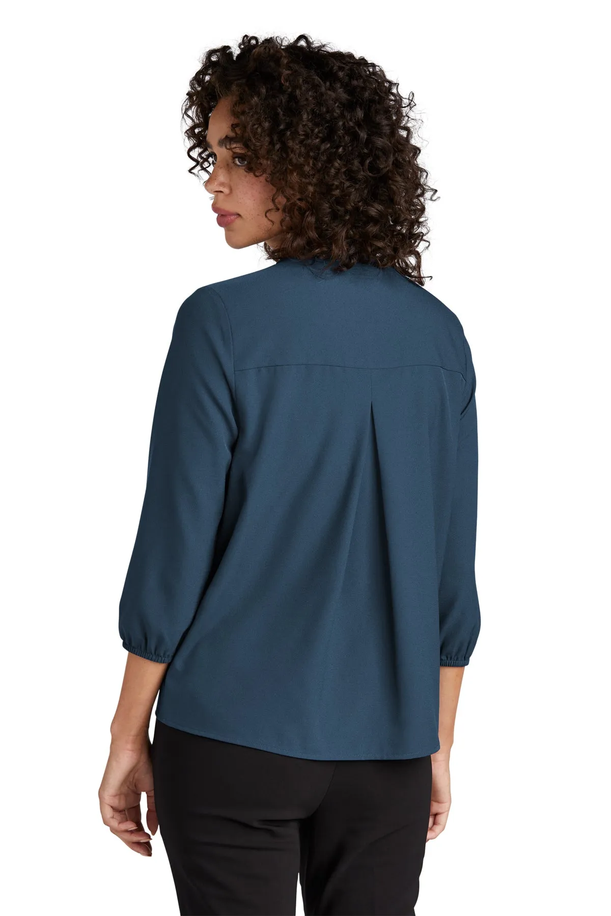 Marissa 3/4 Sleeve Split Neck Blouse - Insignia Blue (Ships in 1-2 Weeks)