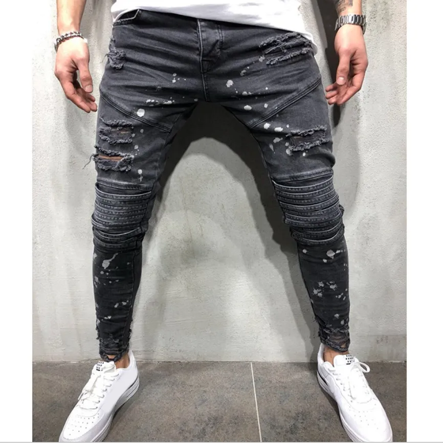 Men's Fashion Mid Waist Slim Fit Jeans