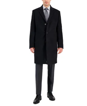 Michael Kors Mens Overcoat Coat 38S Black Solid