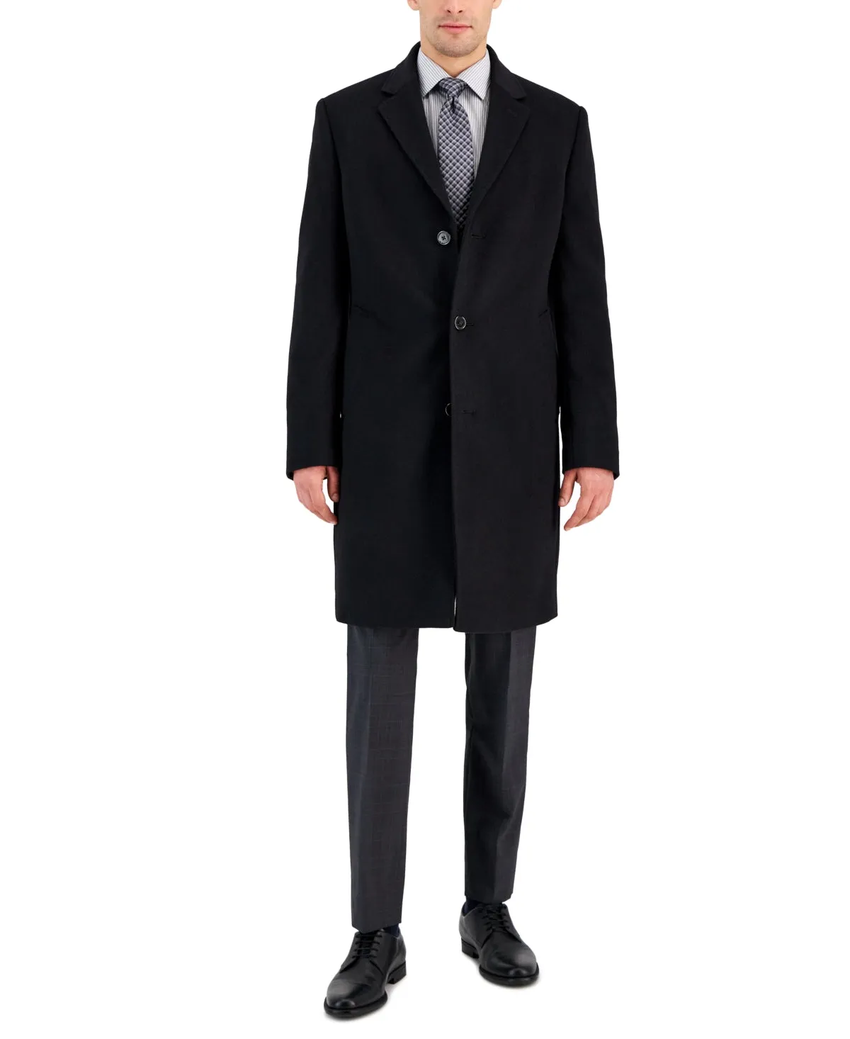 Michael Kors Mens Overcoat Coat 38S Black Solid