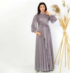 Modest Formal Dress | Embellished Lace G398 Stormy Purple