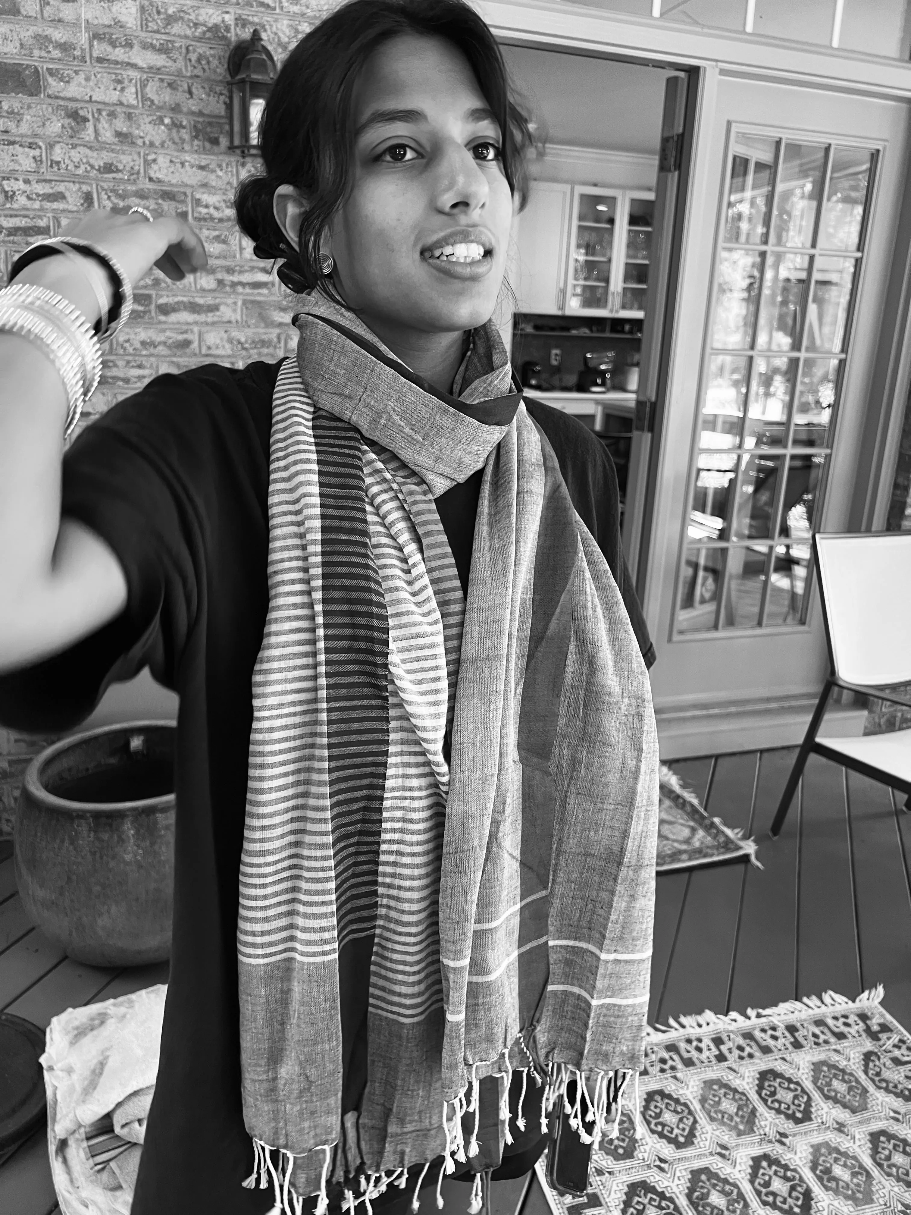 Organic Cotton Handwoven Stole - Stormy Weather