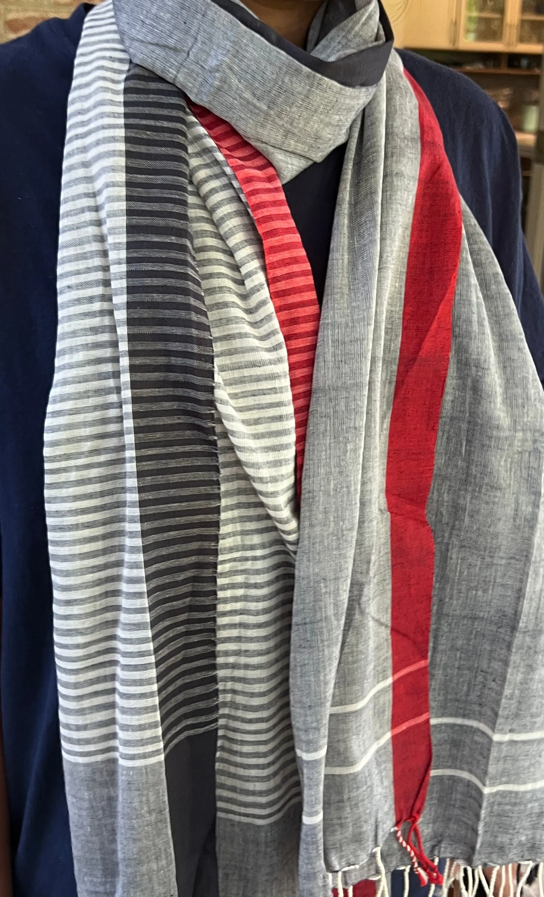Organic Cotton Handwoven Stole - Stormy Weather
