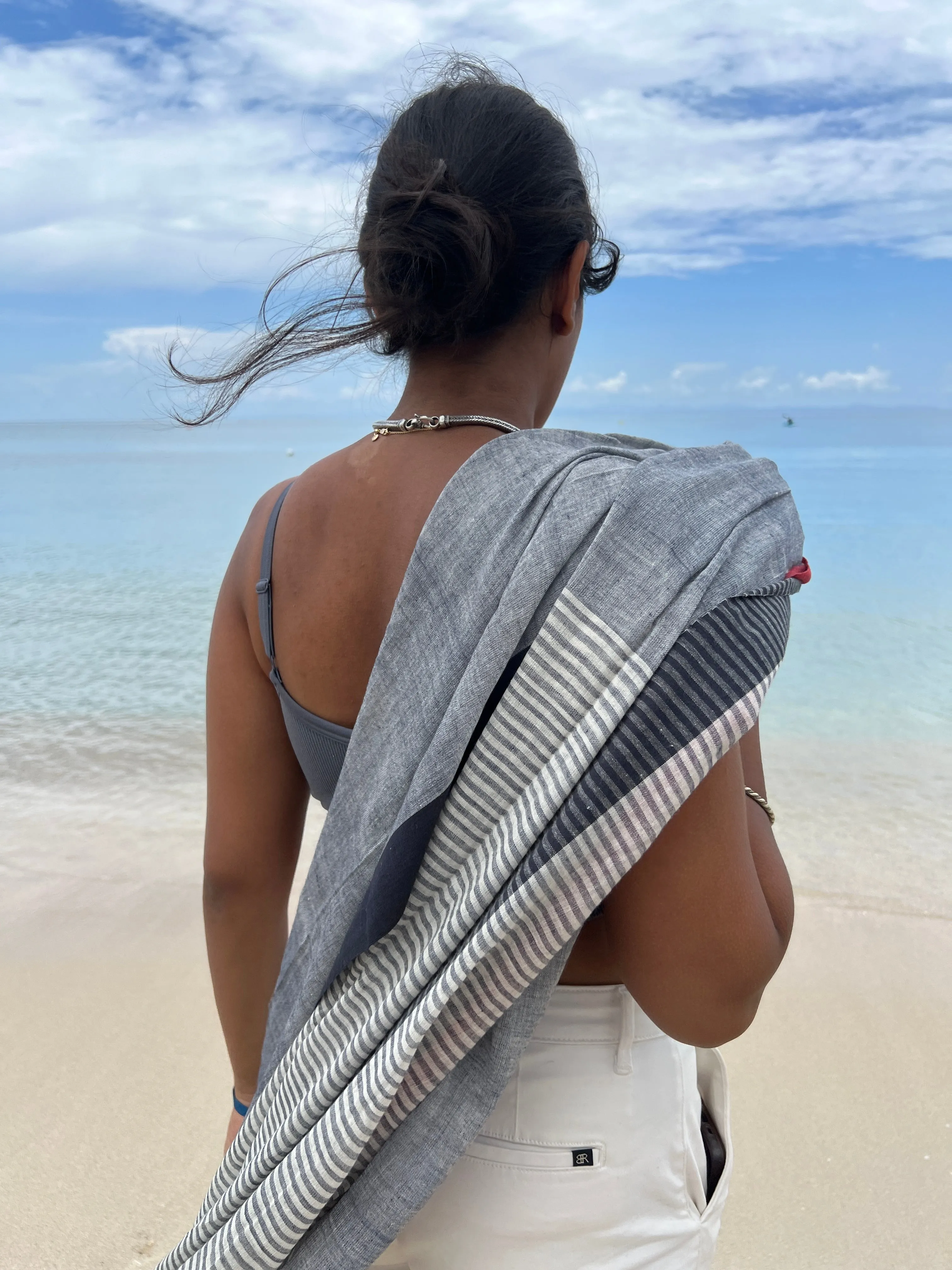 Organic Cotton Handwoven Stole - Stormy Weather