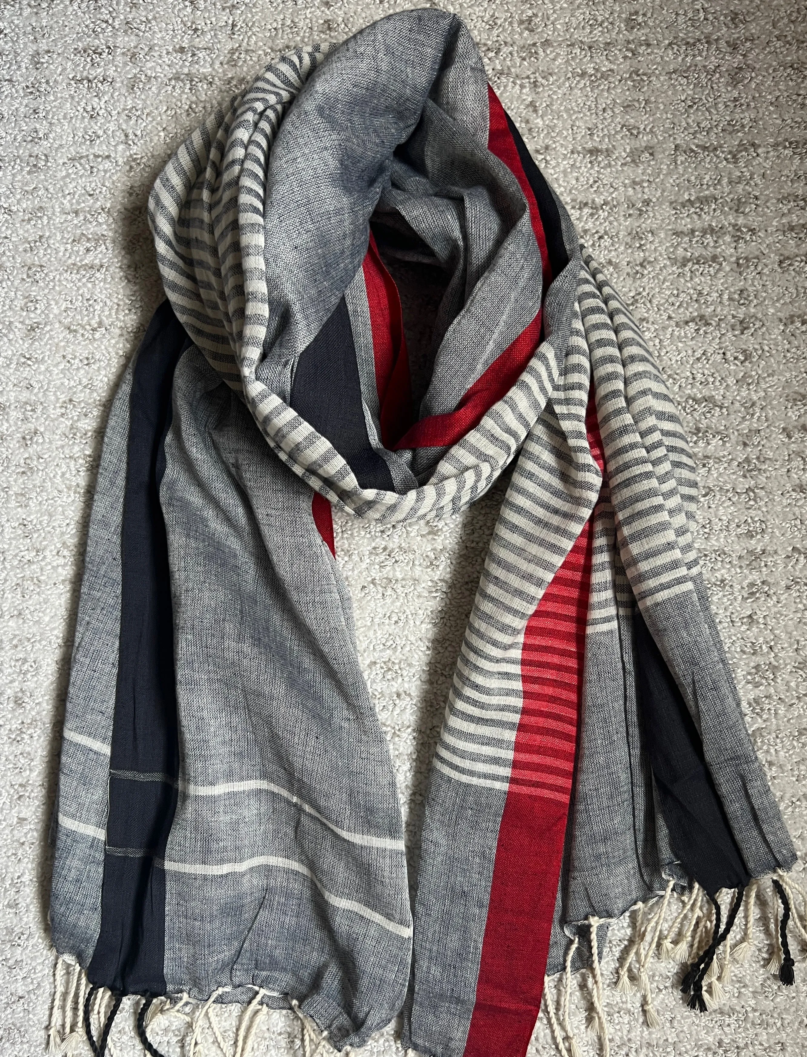 Organic Cotton Handwoven Stole - Stormy Weather