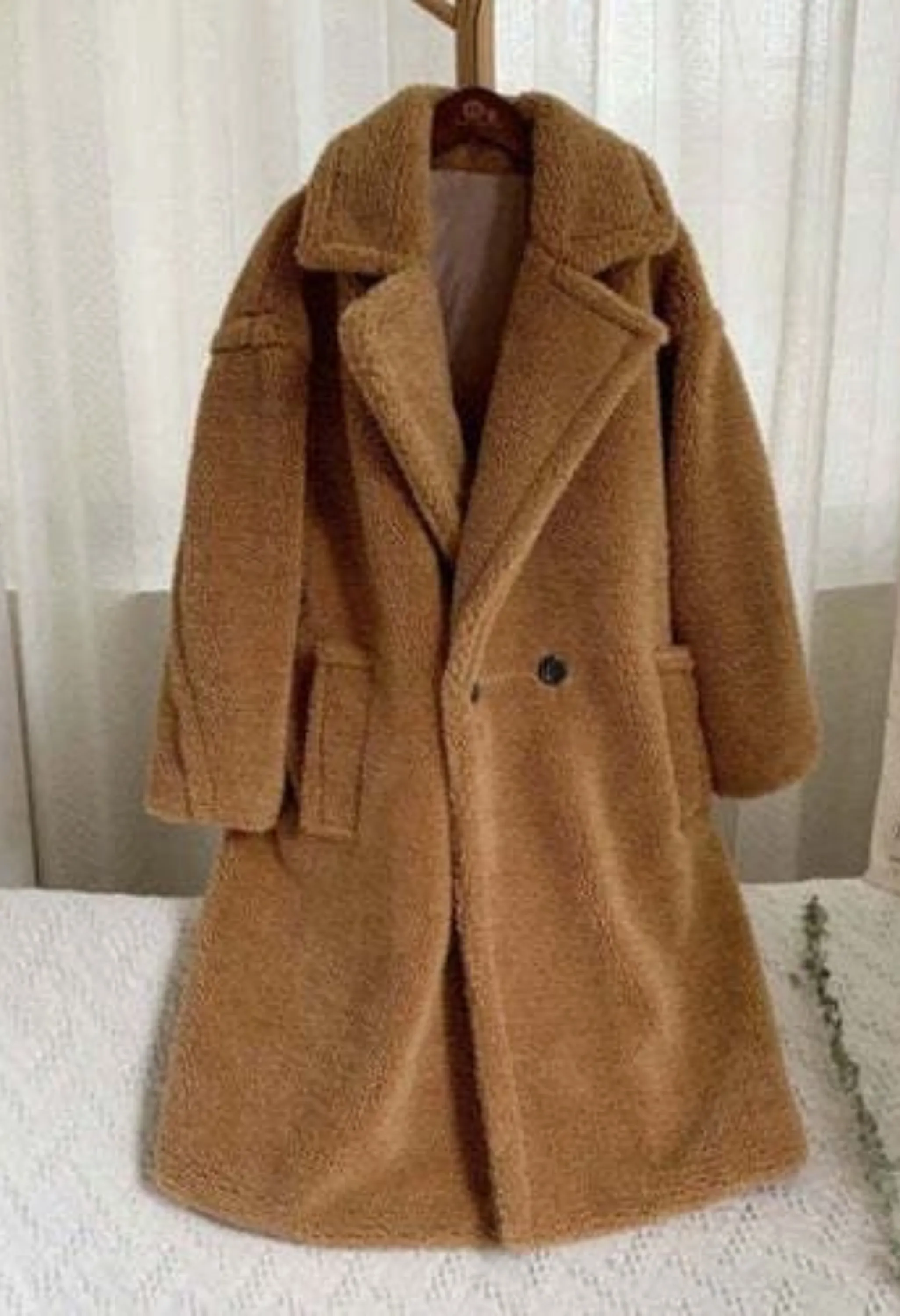 Pankh Emz Fashion Design Teddy Fur Wool Coat Long Wool