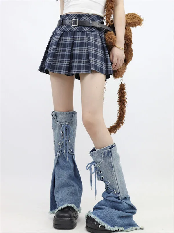 Ribbon gradient denim leg warmers