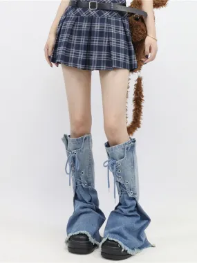 Ribbon gradient denim leg warmers