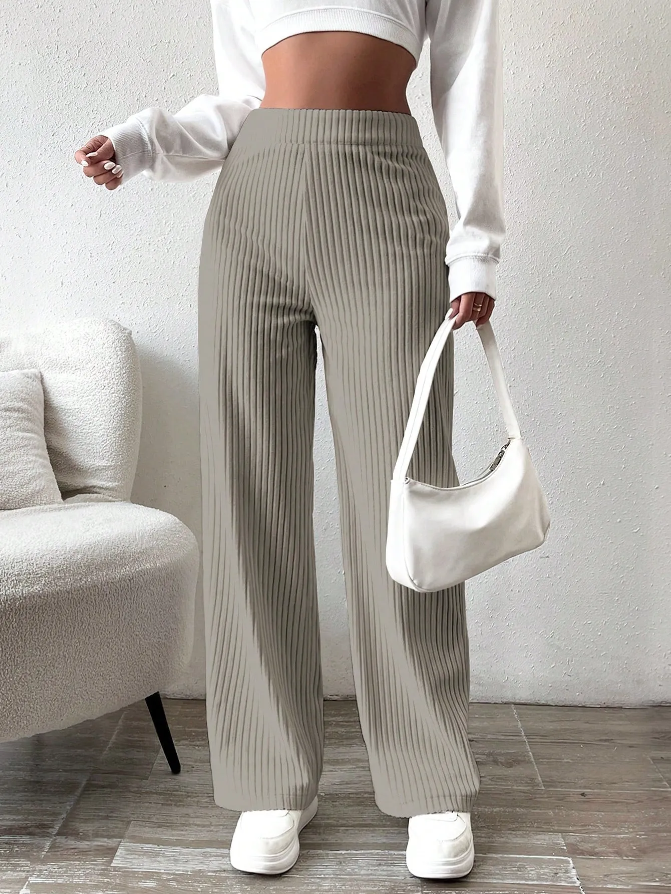 Solid Color Straight Leg Thermal Lined Long Pants FW23
