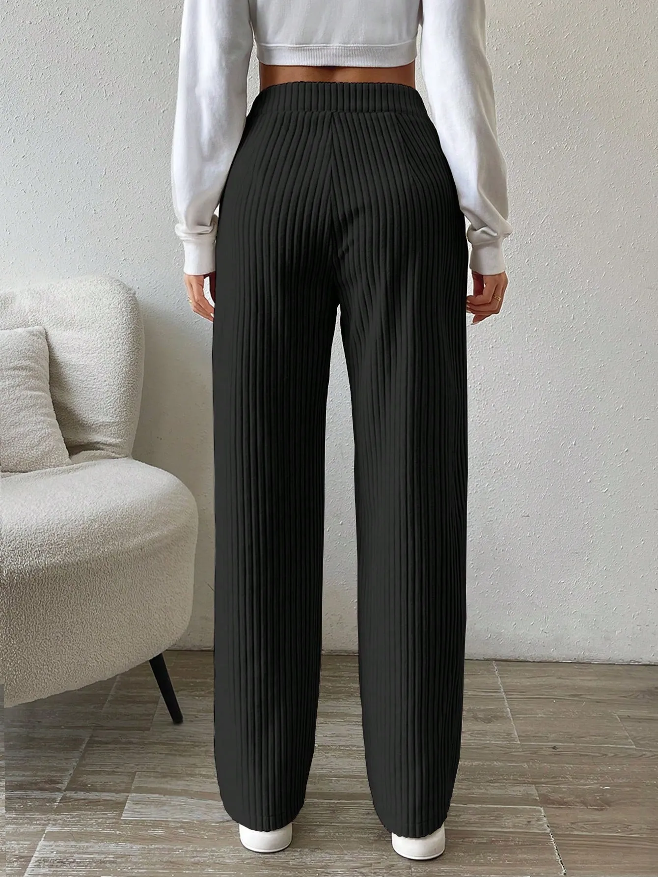 Solid Color Straight Leg Thermal Lined Long Pants FW23