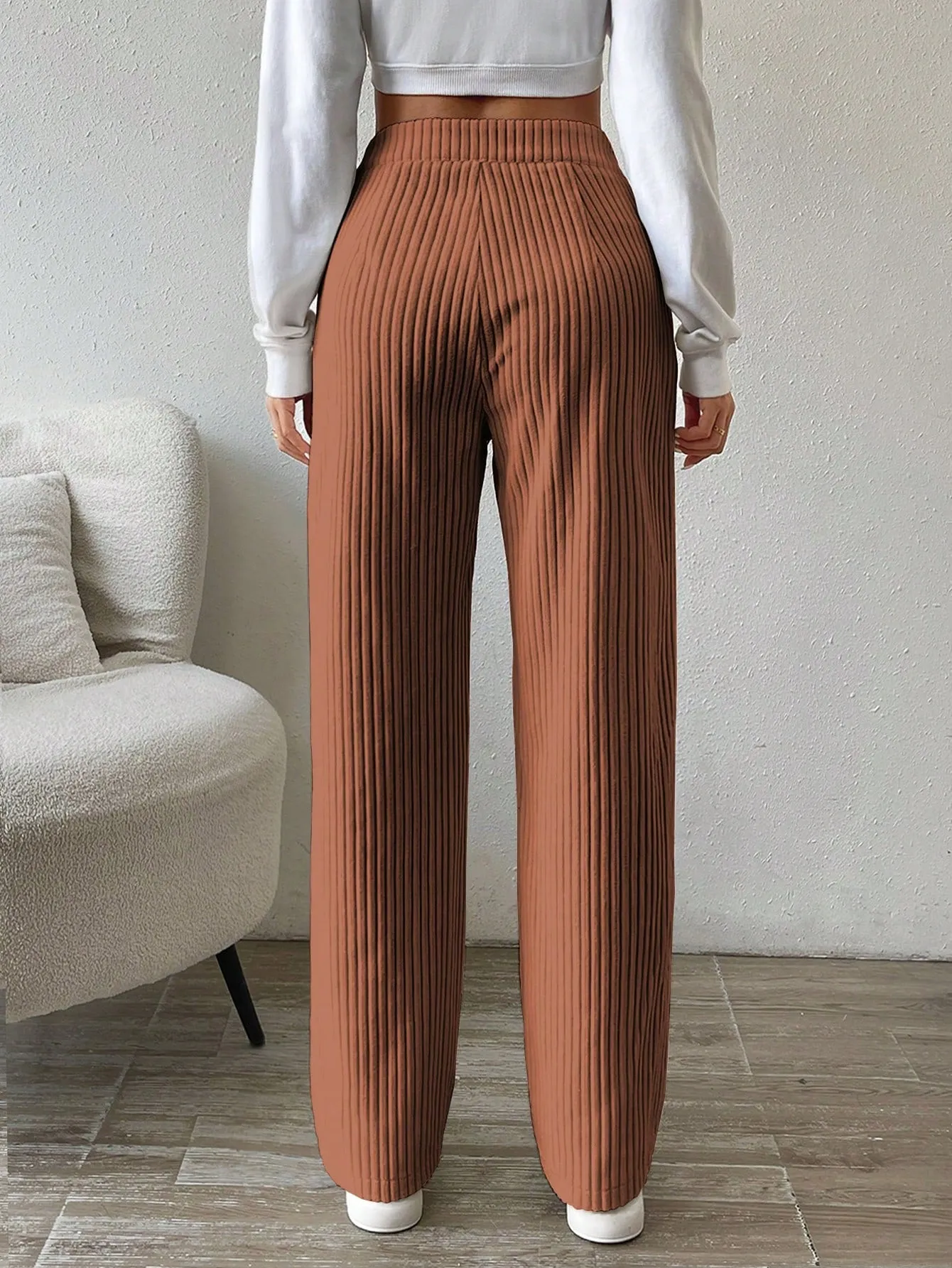 Solid Color Straight Leg Thermal Lined Long Pants FW23