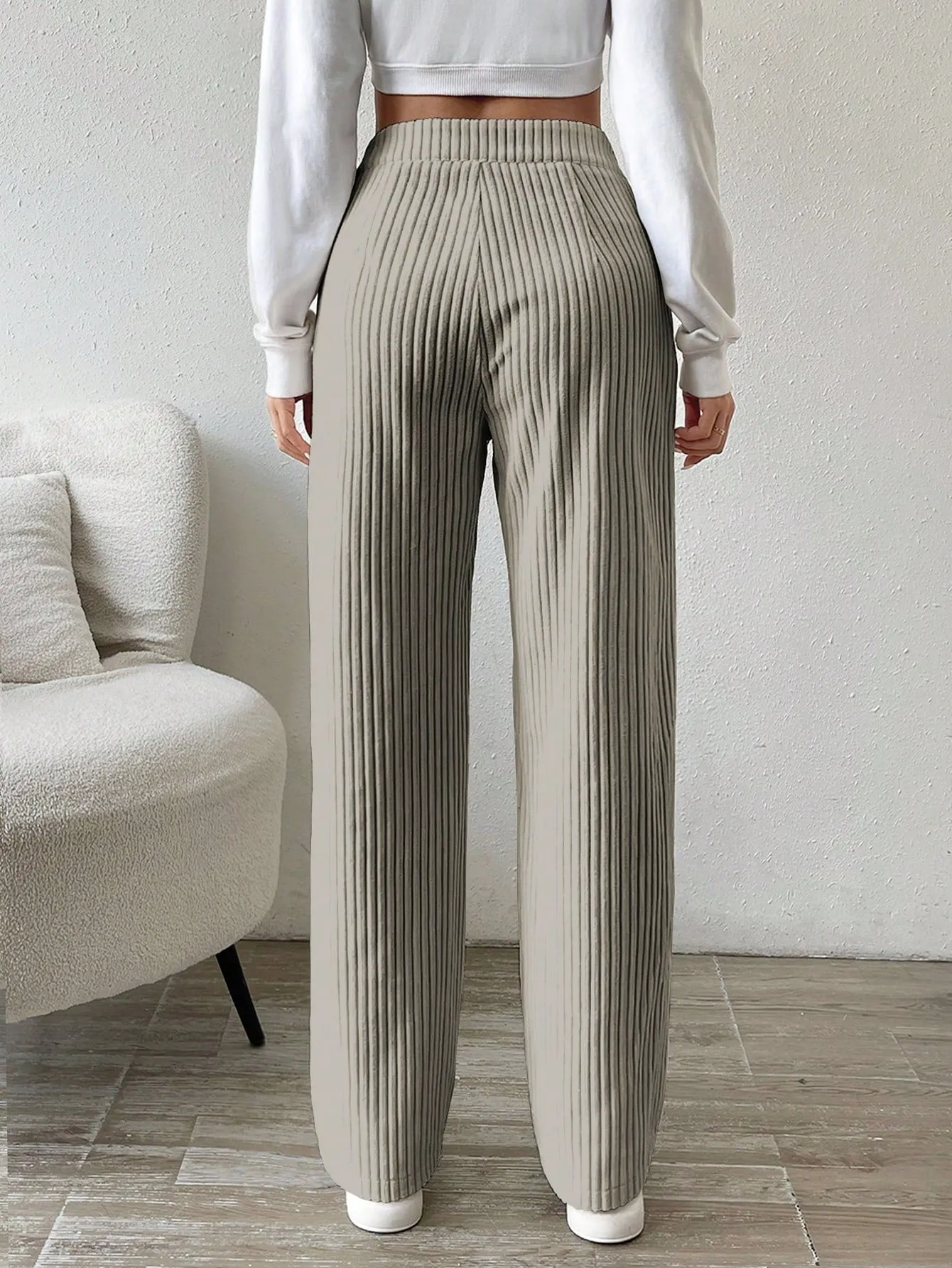 Solid Color Straight Leg Thermal Lined Long Pants FW23
