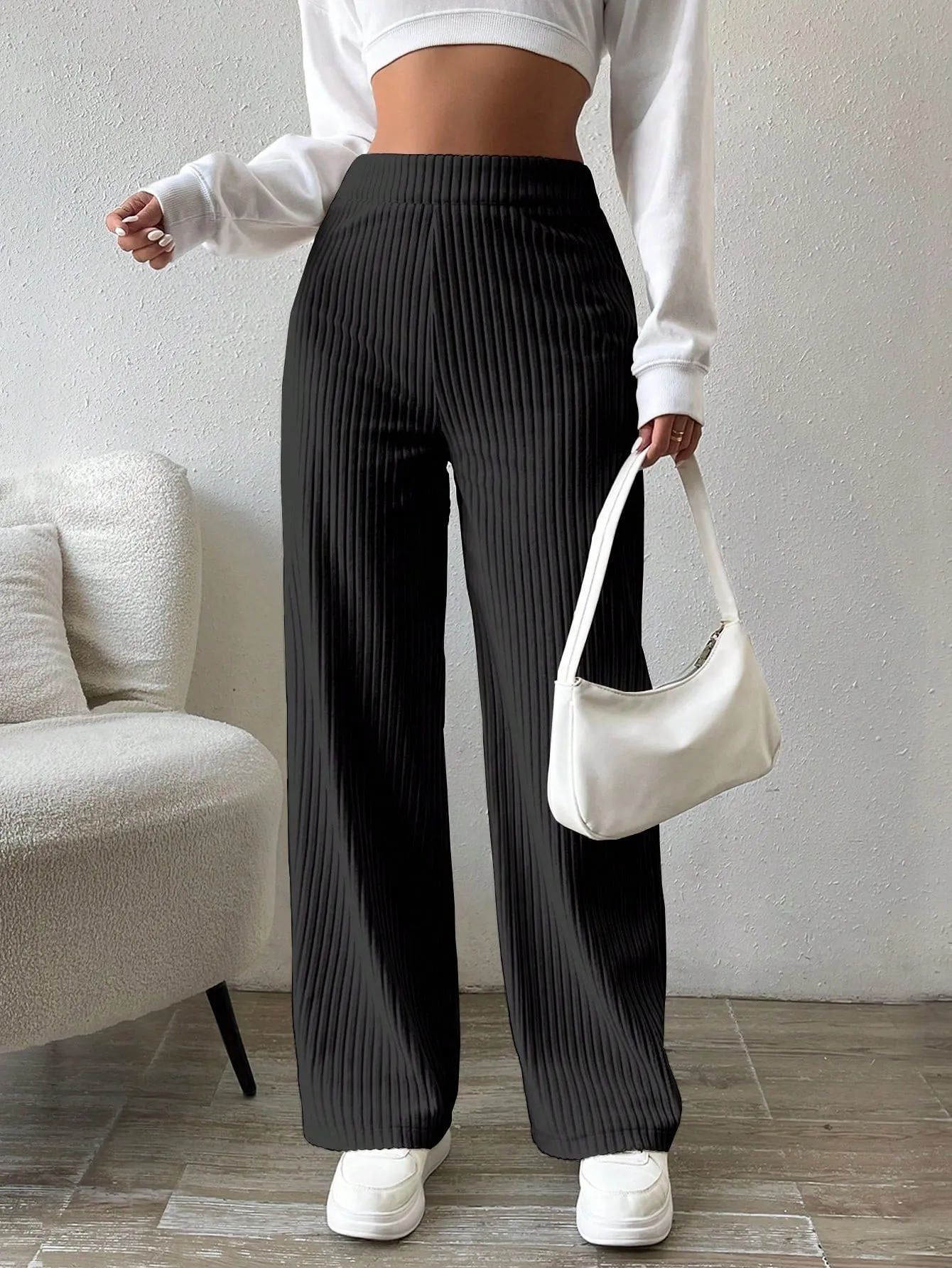Solid Color Straight Leg Thermal Lined Long Pants FW23