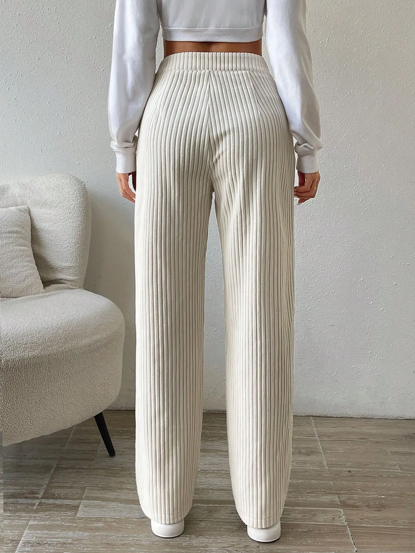 Solid Color Straight Leg Thermal Lined Long Pants FW23