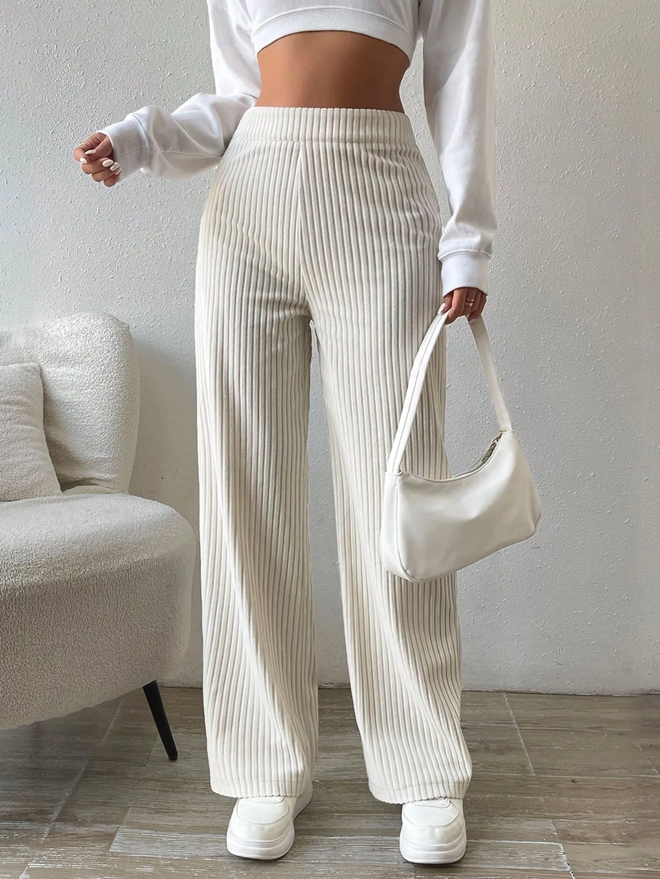 Solid Color Straight Leg Thermal Lined Long Pants FW23