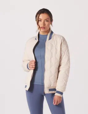 Varsity Jacket: Oatmilk/Washed Blue